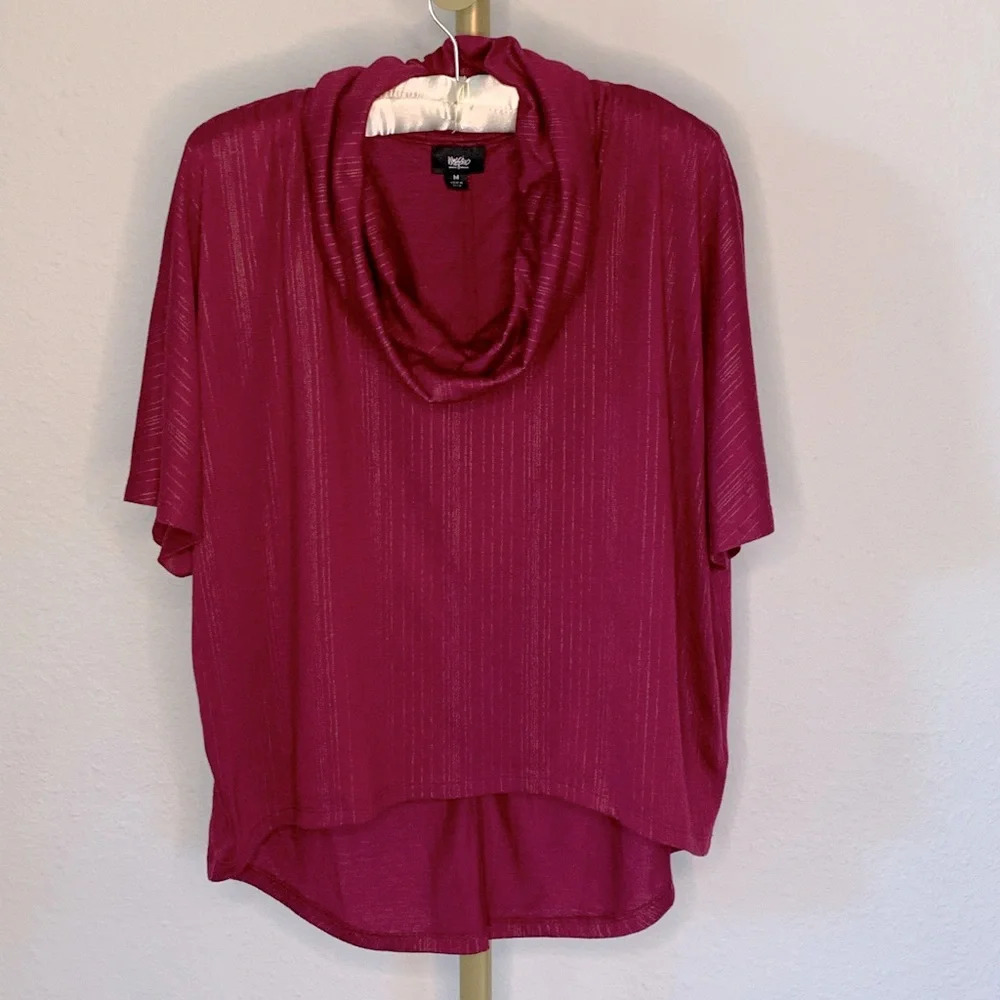 Dolman Batwing Pullover Knit Cowl Neck Pinstripe Top Shirt Cranberry Mossimo M